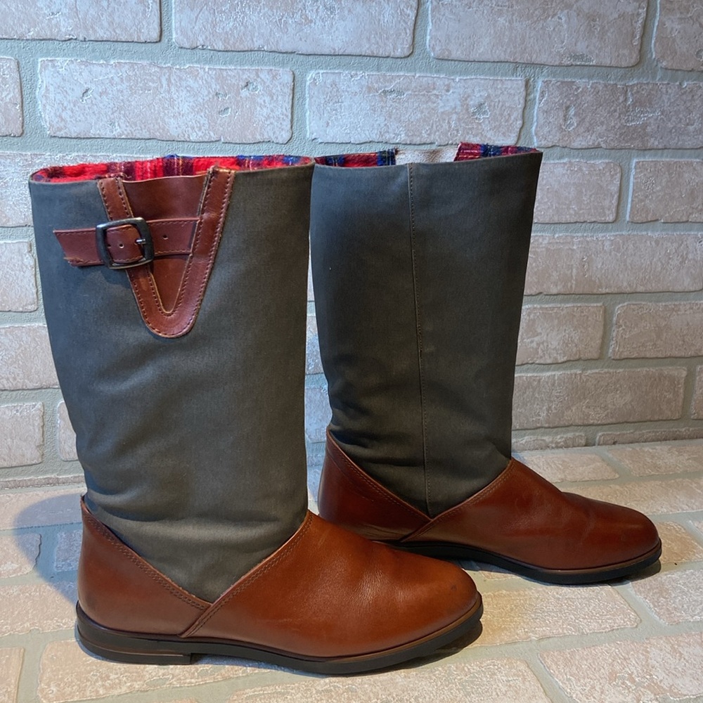Vintage Dexter Two Tone Leather and Canvas Thinsulate Boots Womens 8 M